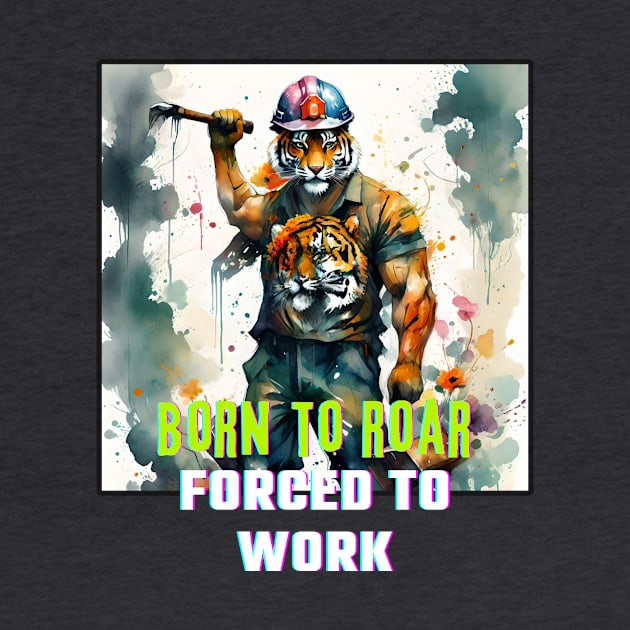 Born to Roar, Forced to Work (tiger in hardhat muscles) by PersianFMts